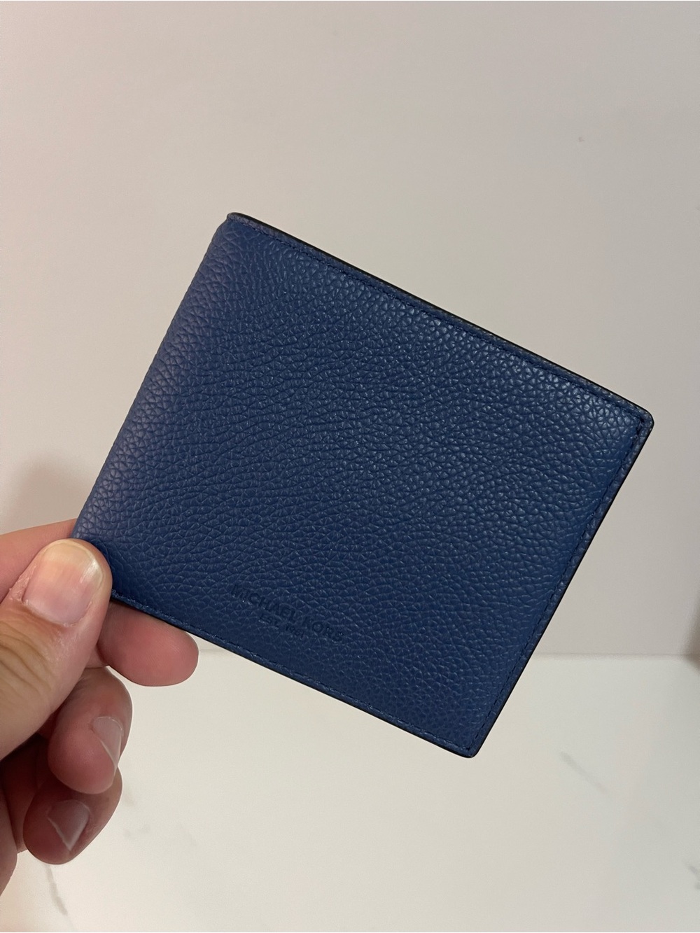 Michael Kors Navy Blue Pebbled Leather Bi-Fold Wallet